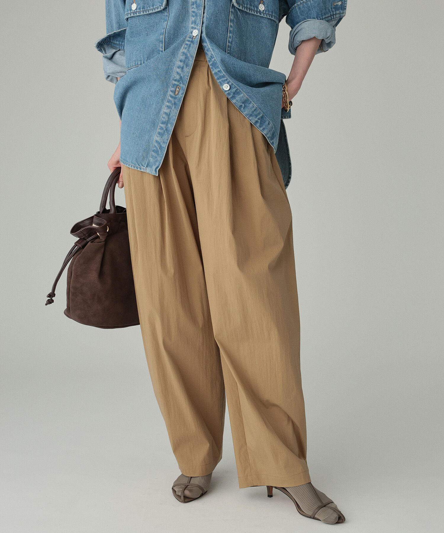 BABYLONE「コットンナイロンタックパンツ」|その他|ベージュ