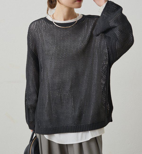  「ワイドスリーブメッシュニット」|ニット・セーター|