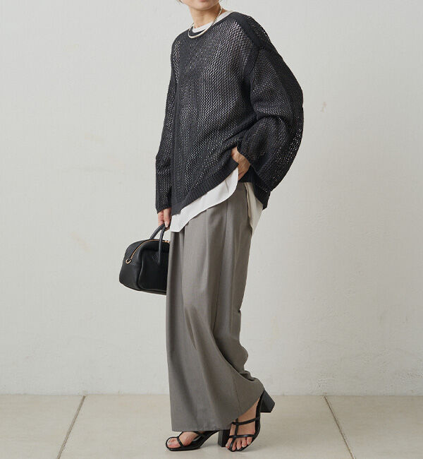  「ワイドスリーブメッシュニット」|ニット・セーター|