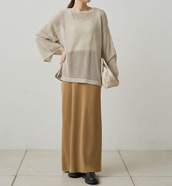 「ワイドスリーブメッシュニット」|ニット・セーター|