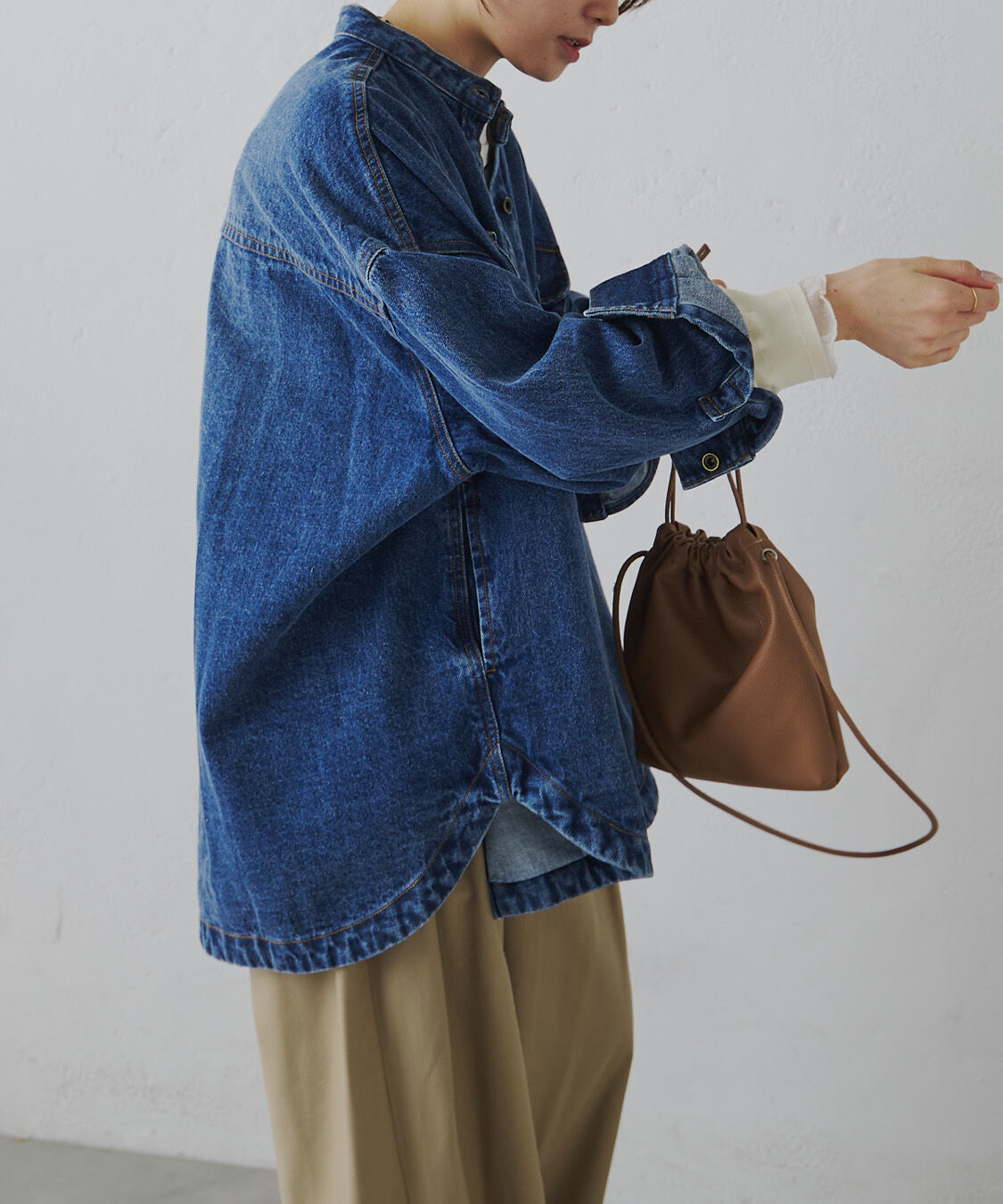  「コーンデニムバンドカラーデニムジャケット」|テーラードジャケット|