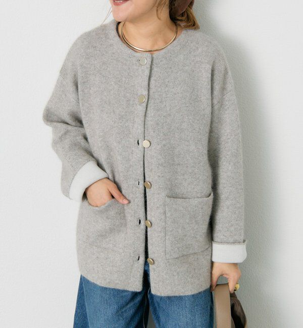  「Wフェイスニットノーカラーハーフコート」|その他|