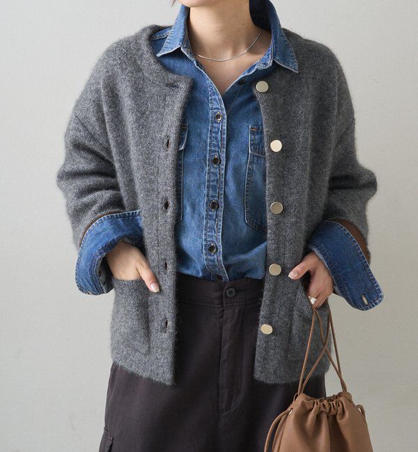  「Wフェイスニットノーカラージャケット」|テーラードジャケット|