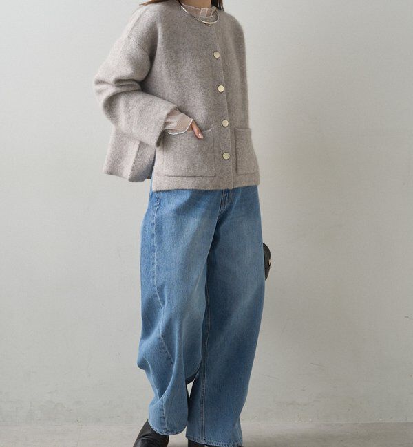  「Wフェイスニットノーカラージャケット」|テーラードジャケット|