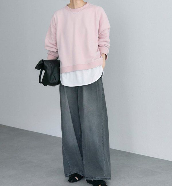  「シンプル裏起毛スウェットショートプルオーバー」|プルオーバー|