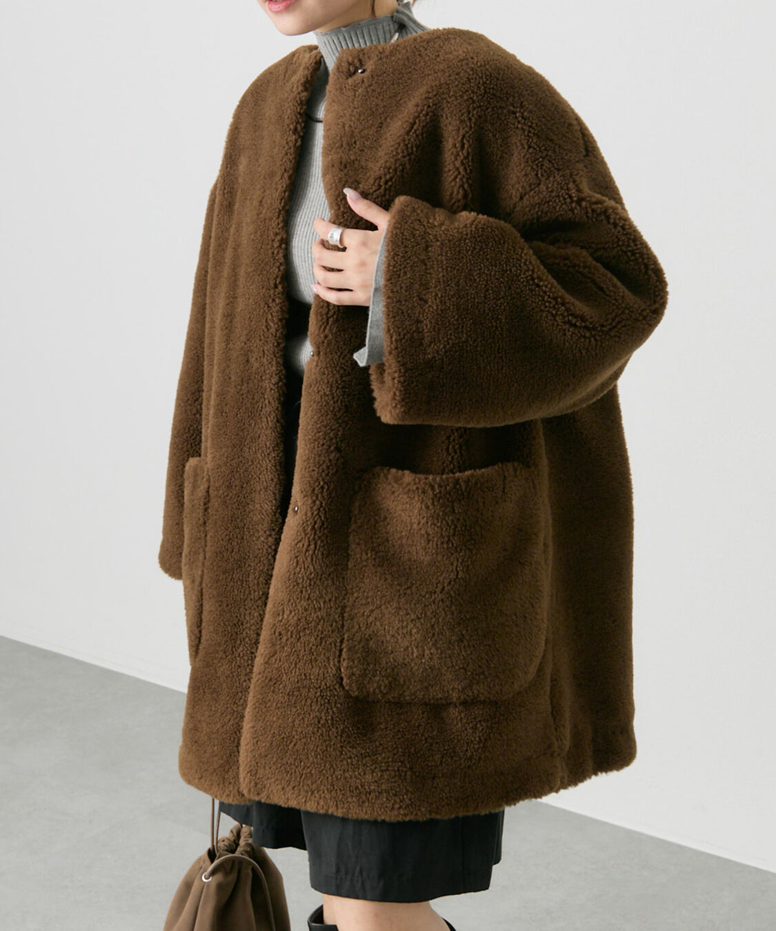  「リサイクルボアノーカラーコート」|ノーカラーコート|