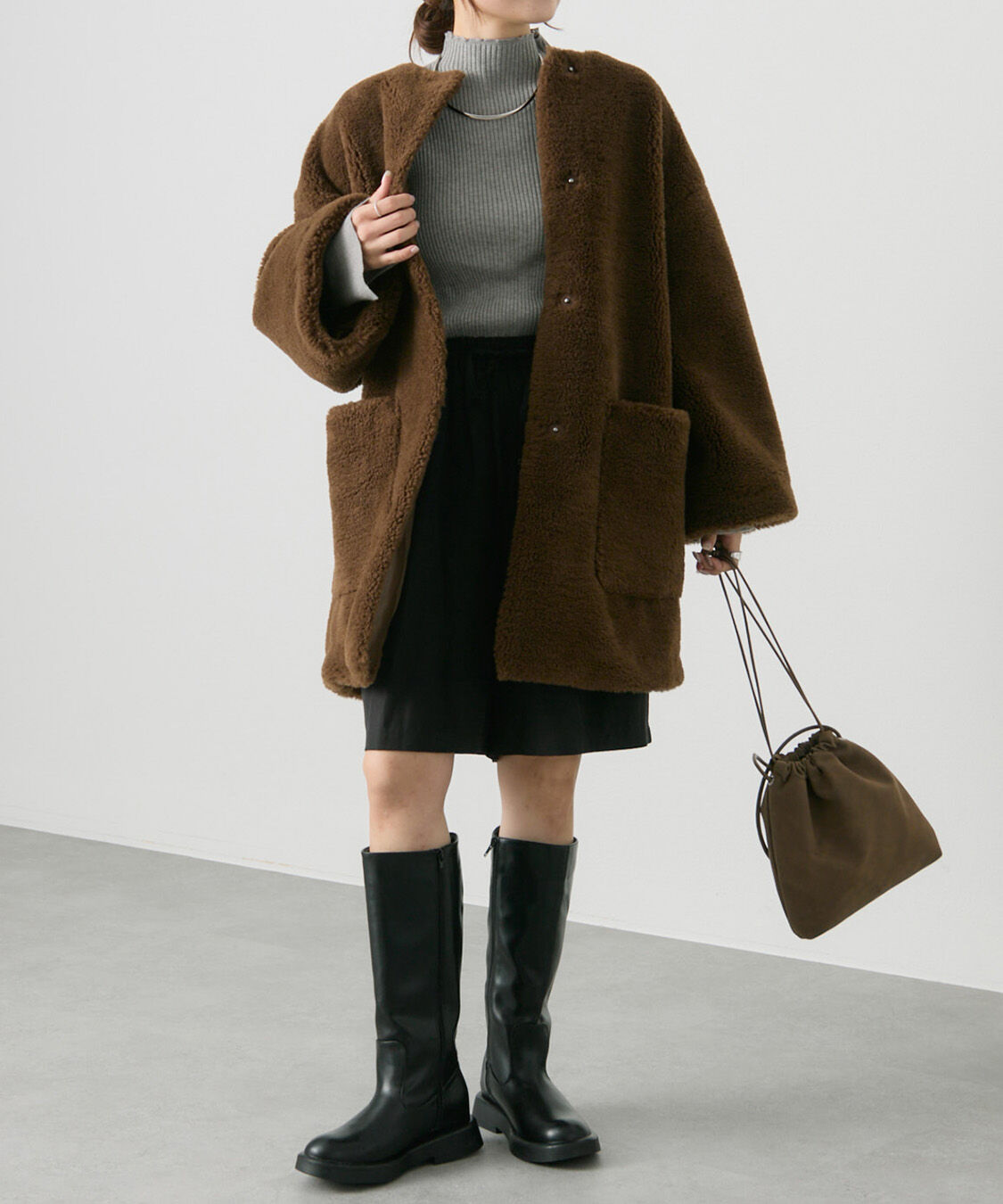  「リサイクルボアノーカラーコート」|ノーカラーコート|