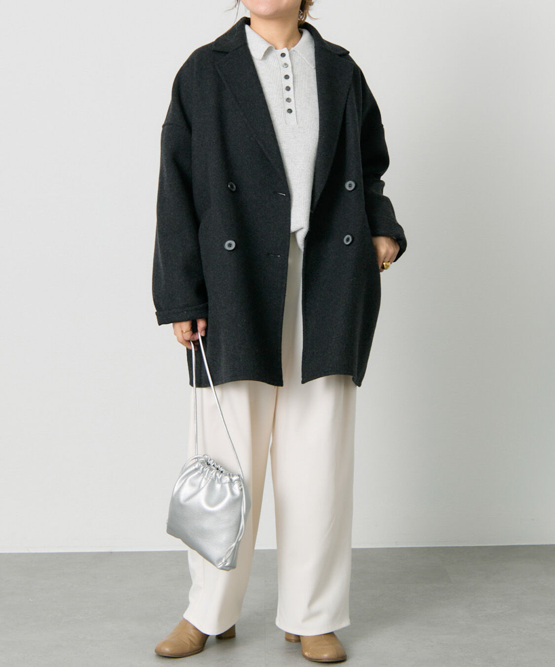  「ハンドメイド風ウール混テーラーコート」|その他|