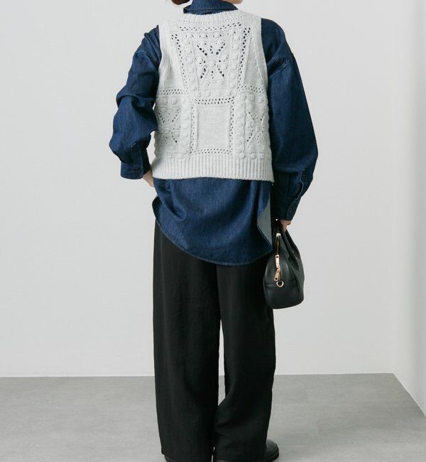  「ポップコーン編みニットベスト」|ニット・セーター|