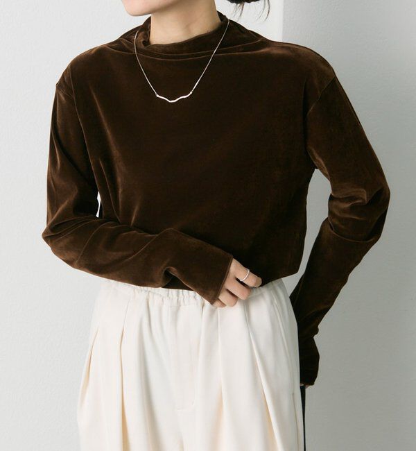  「【新色追加/リバイバル】ナイロンチュールベロアハイネックトップス」|Tシャツ・カットソー|