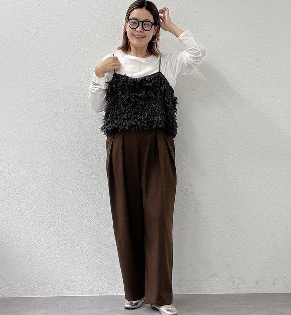  「【2サイズ/インフルエンサー企画】ツータック起毛スラックスパンツ」|その他|ブラウン