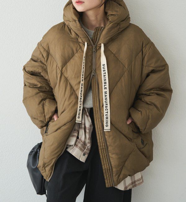  「リサイクルダウンジップアップフードジャケット」|テーラードジャケット|
