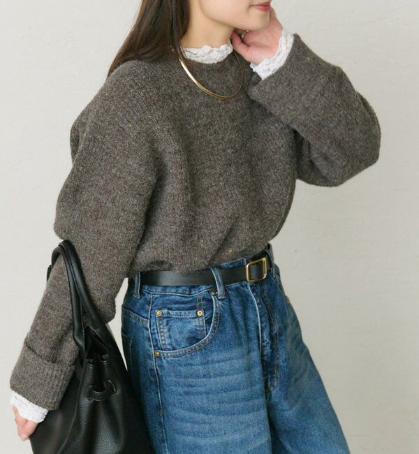  「ネップクルーネックニットプルオーバー」|キャミソール|