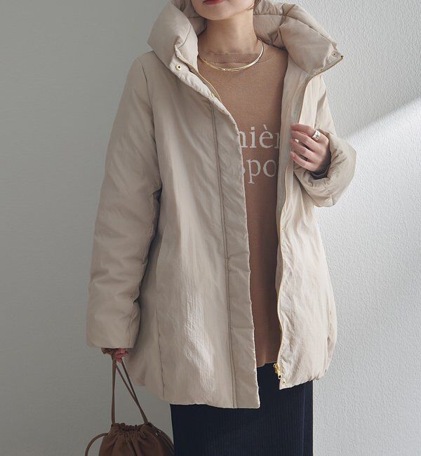  「ボリュームカラーダウンジャケット」|テーラードジャケット|グレイッシュベージュ