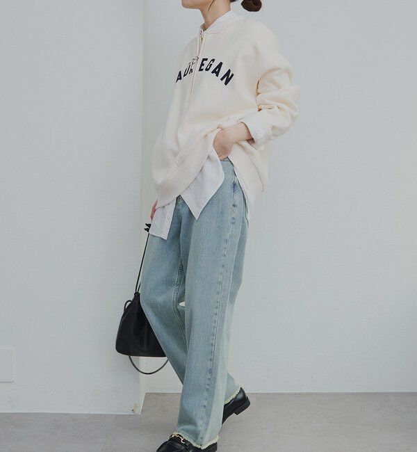  「フロッキープリントハーフジップ裏起毛スウェット」|プルオーバー|