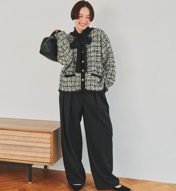  「【SMLサイズ展開/セットアップ対応】TRツータックスラックスパンツ」|その他|ブラック