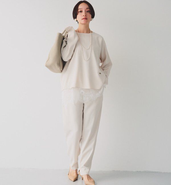  「【Du noir】ハンド風ステッチストレッチジョーゼットプルオーバー」|プルオーバー|