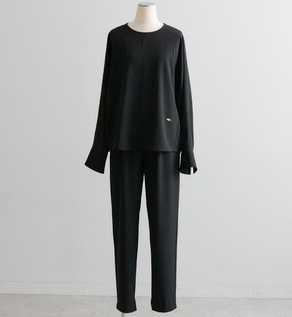  「【Du noir】ハンド風ステッチストレッチジョーゼットプルオーバー」|プルオーバー|