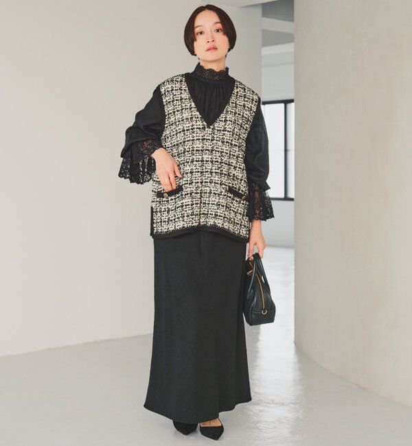  「ツィードライクニットベスト」|ニット・セーター|