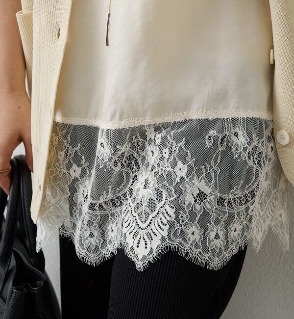  「【＠noricorico102考案】サテン&times;レース レイヤードキャミソール」|キャミソール|