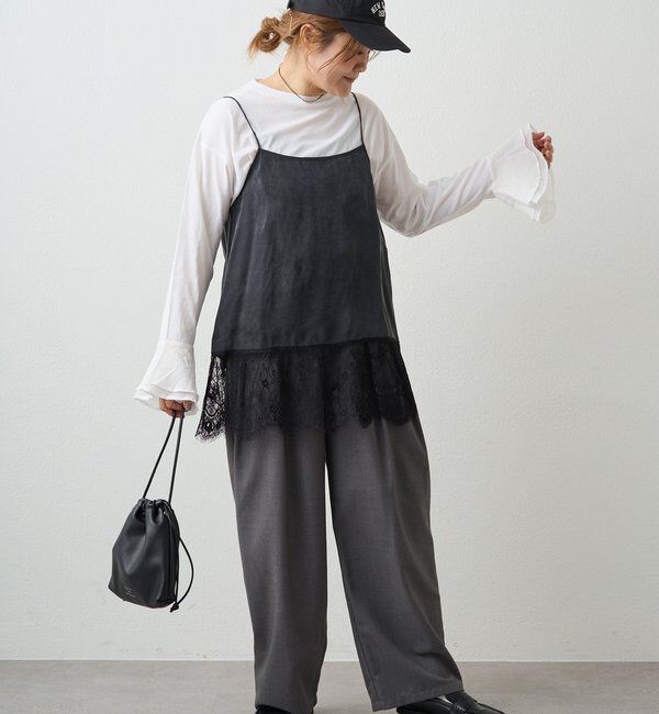  「【＠noricorico102考案】サテン&times;レース レイヤードキャミソール」|キャミソール|