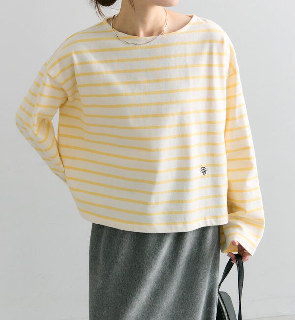  「ボーダーショートカットソー」|Tシャツ・カットソー|イエロー系その他