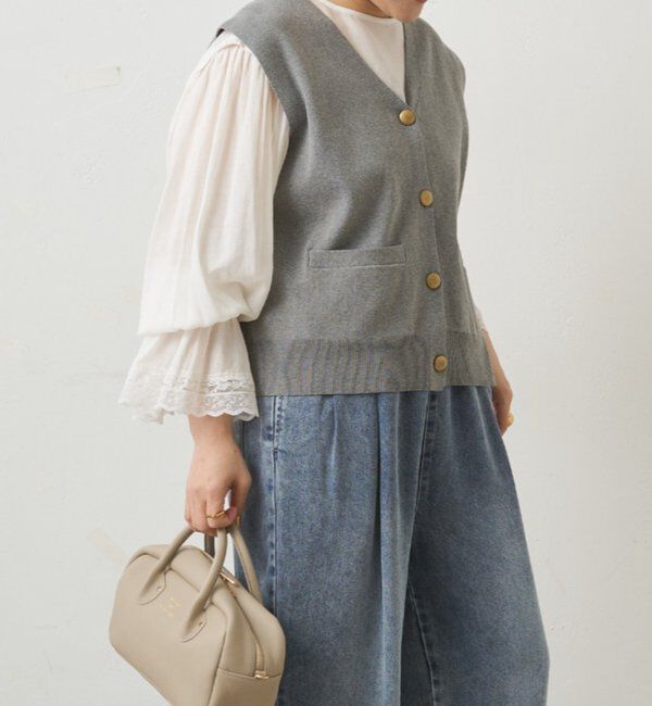  「【手洗い可能】ミラノリブニットジレベスト」|ニット・セーター|