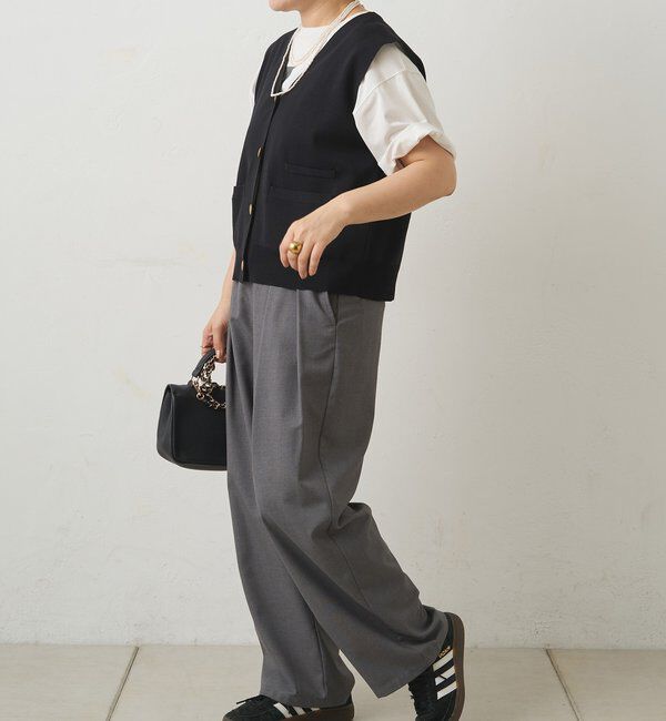  「【手洗い可能】ミラノリブニットジレベスト」|ニット・セーター|