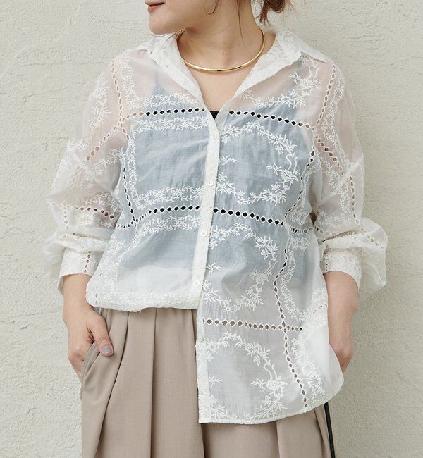  「パッチワーク刺繍レースブラウス」|シャツ・ブラウス|