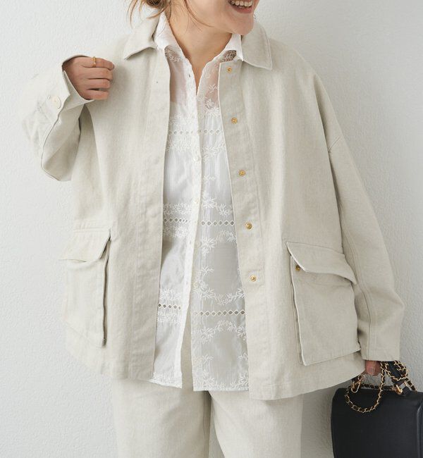  「カツラギカバーオールジャケット」|デニムジャケット|ライトベージュ