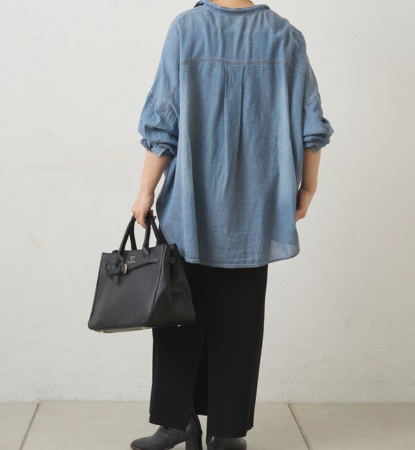  「シアーデニムバンドカラーブラウス」|シャツ・ブラウス|