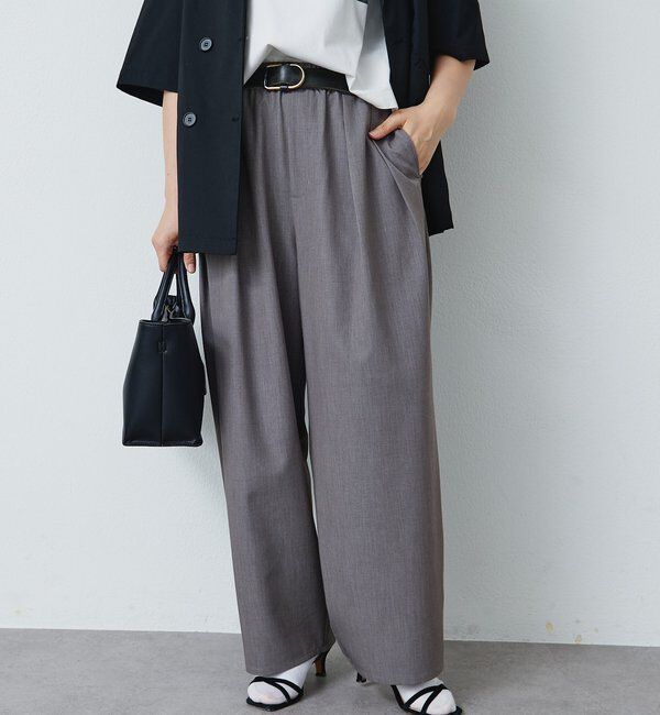  「【リニューアル】ツータックウエストゴムストレッチパンツ」|スラックス|