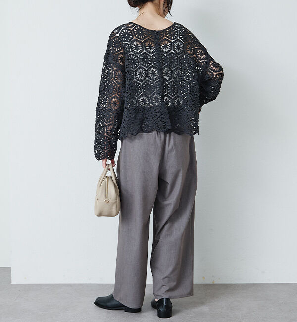  「【リニューアル】ツータックウエストゴムストレッチパンツ」|スラックス|