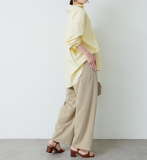  「【リニューアル】ツータックウエストゴムストレッチパンツ」|スラックス|