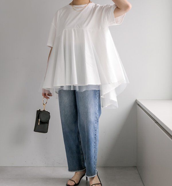  「《リバイバル》【WEB限定/Du noir】チュールドッキングTシャツ」|シャツ・ブラウス|