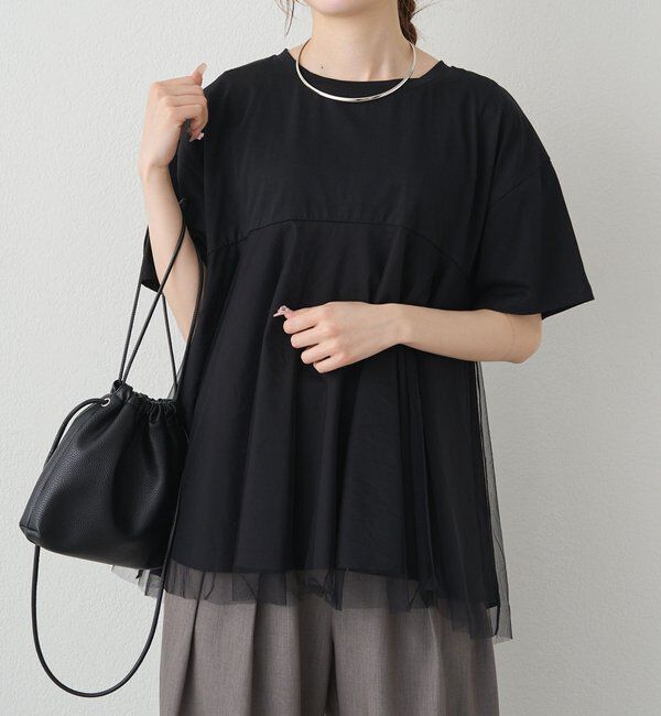  「《リバイバル》【WEB限定/Du noir】チュールドッキングTシャツ」|シャツ・ブラウス|