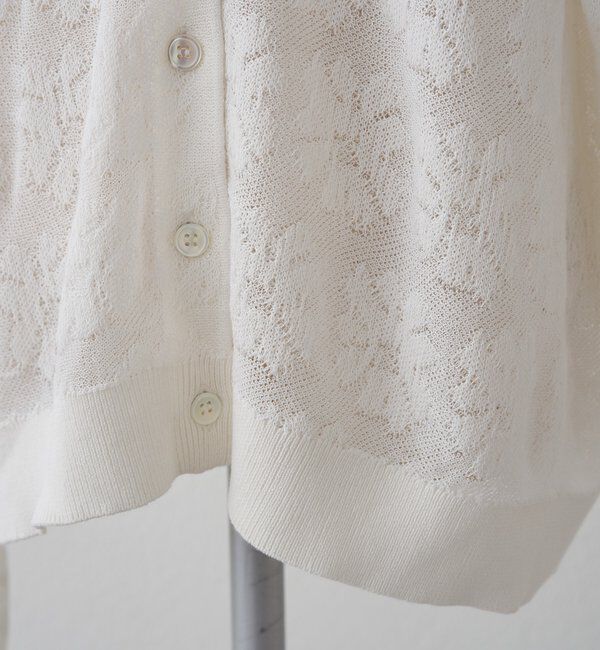  「透かし編み花柄ジャガード襟付カーディガン」|ニット・セーター|