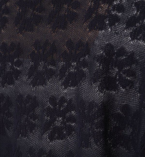  「透かし編み花柄ジャガード襟付カーディガン」|ニット・セーター|