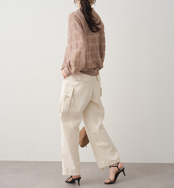  「透かし編み花柄ジャガード襟付カーディガン」|ニット・セーター|