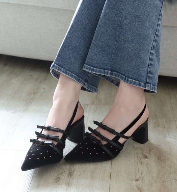  「リボン付きポインテッドストラップシューズ」|その他|