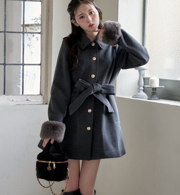  「リボンミドルコート/SMサイズあり」|その他|チャコールグレー