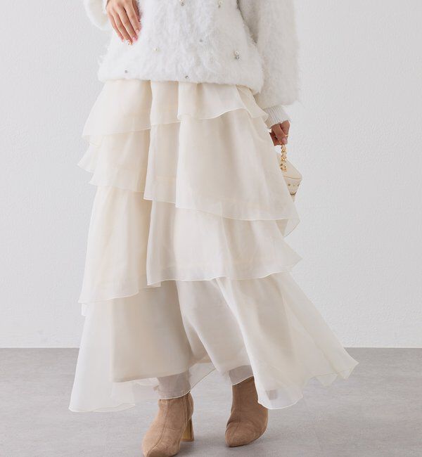  「ティアードロングスカート」|スカート|アイボリー