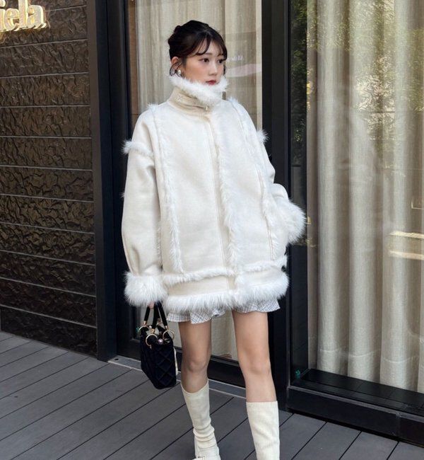  「フェイクムートンロングジャケット」|ダウンベスト・ベスト|