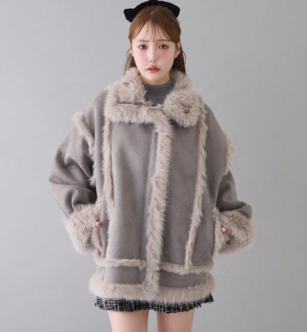  「フェイクムートンロングジャケット」|ダウンベスト・ベスト|