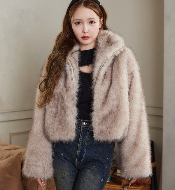  「フェイクファーショートブルゾン」|ダウンベスト・ベスト|