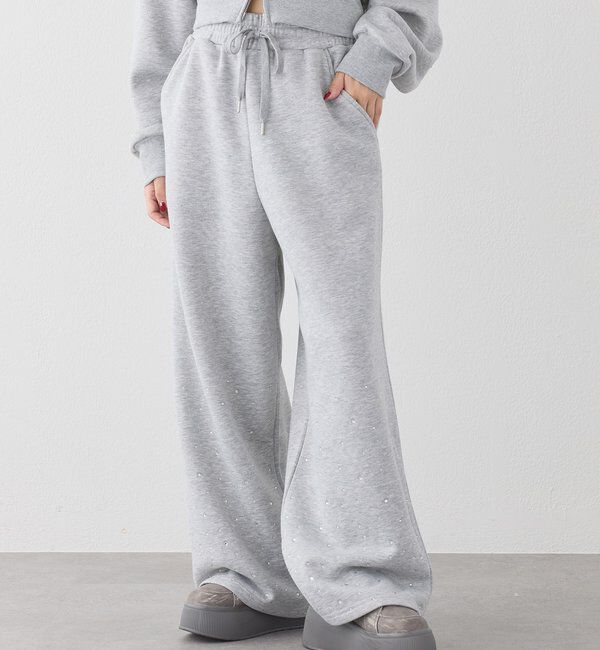  「【セットアップ可能】ビジューカットパンツ」|その他|グレー