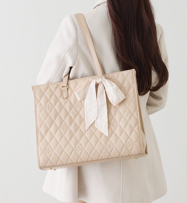  「【LouLoumei】スカーフ付きキルティングキャリーオントート/自立可能」|その他|