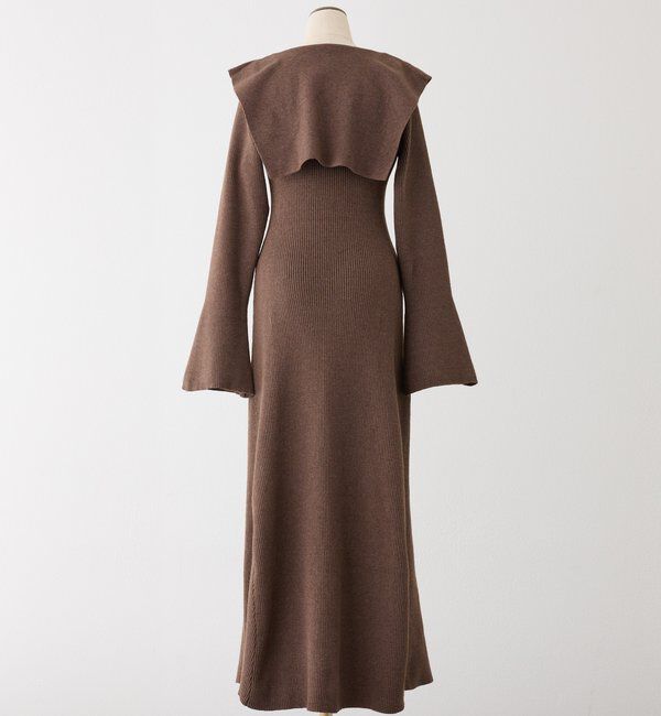  「襟付き金ボタンニットロングワンピース」|ワンピース|