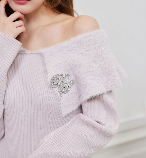  「ブローチ付きニットワンピース」|ワンピース|