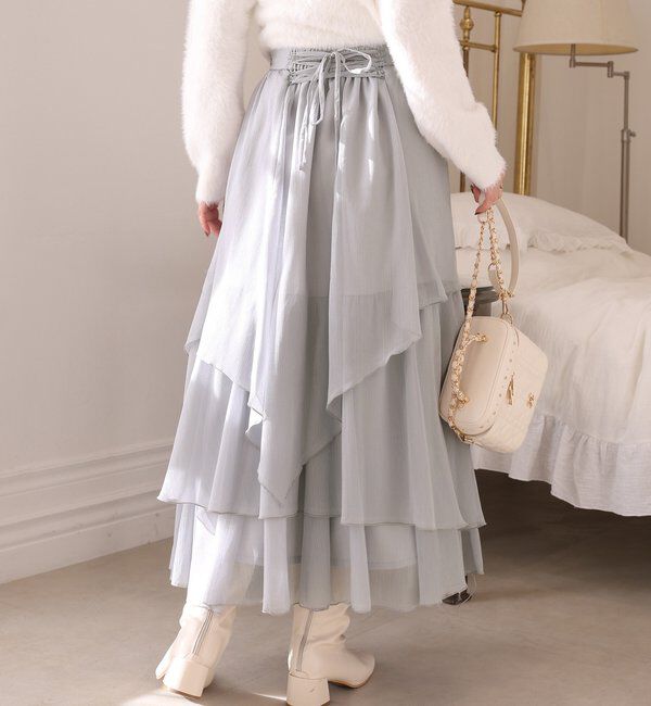  「ティアードロングスカート」|スカート|グレー